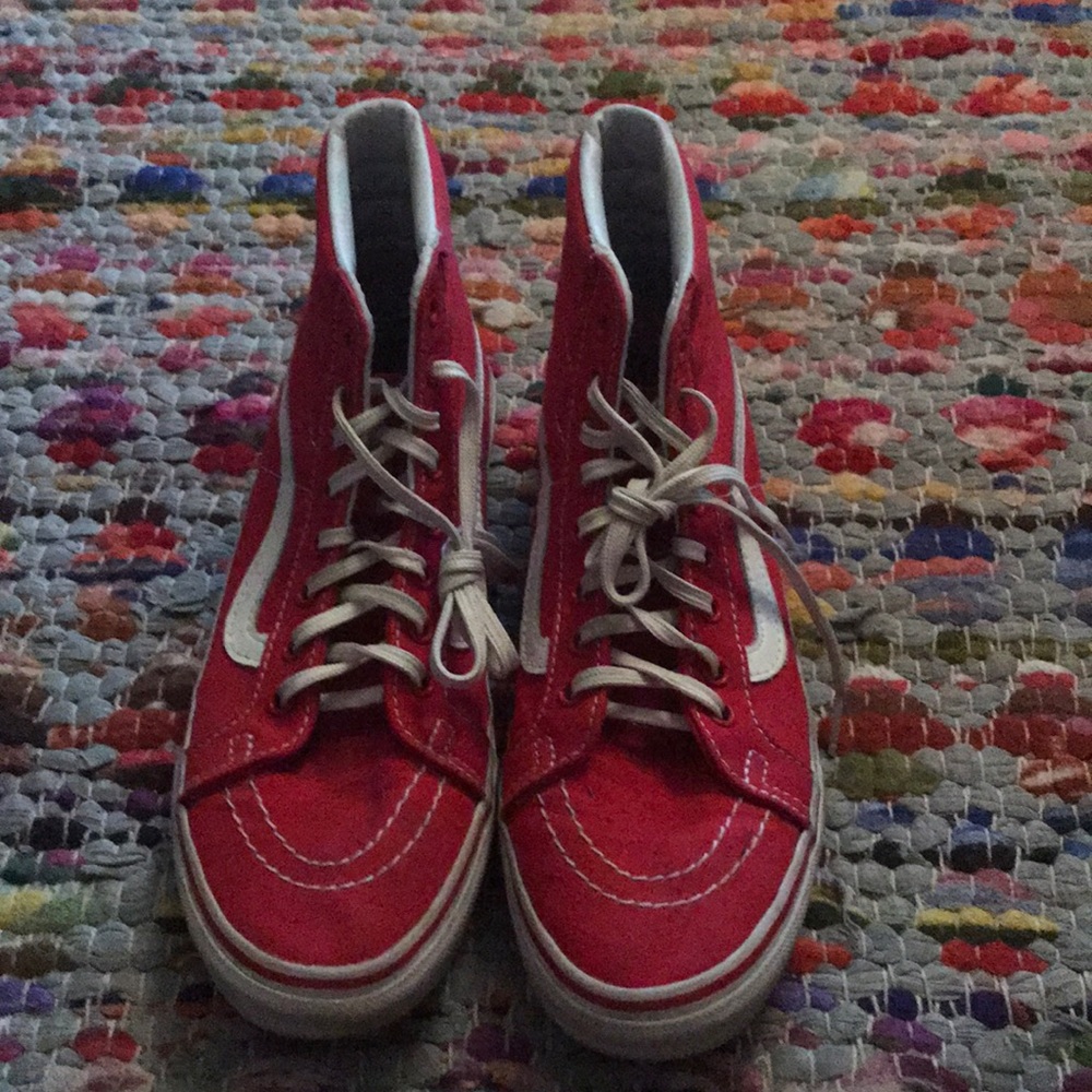 Red high top vans classic